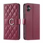For Samsung Galaxy A05 4G Global Ring Buckle Rhombic Leather Phone Case(Red) - 1