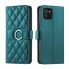 For Samsung Galaxy A03 Ring Buckle Rhombic Leather Phone Case(Green) - 1