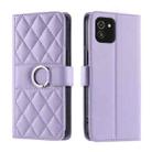For Samsung Galaxy A03 Ring Buckle Rhombic Leather Phone Case(Purple) - 1