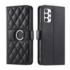 For Samsung Galaxy A23 Ring Buckle Rhombic Leather Phone Case(Black) - 1