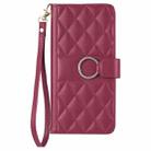 For Samsung Galaxy A53 Ring Buckle Rhombic Leather Phone Case(Red) - 2