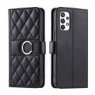 For Samsung Galaxy A73 Ring Buckle Rhombic Leather Phone Case(Black) - 1