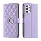 For Samsung Galaxy A73 Ring Buckle Rhombic Leather Phone Case(Purple) - 1