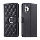 For Samsung Galaxy A32 5G Ring Buckle Rhombic Leather Phone Case(Black) - 1