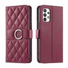 For Samsung Galaxy A52 4G / 5G Ring Buckle Rhombic Leather Phone Case(Red) - 1