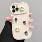 For iPhone 15 Pro Max Briquettes Sliding Camshield 3D Coffee TPU Phone Case(Beige White) - 1