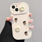 For iPhone 15 Plus Briquettes Sliding Camshield 3D Coffee TPU Phone Case(Beige White) - 1