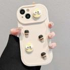 For iPhone 13 Briquettes Sliding Camshield 3D Coffee TPU Phone Case(Beige White) - 1