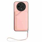 For OPPO A3 Pro Skin Feel Four Card Slots Phone Case with Wrist Strap(Pink) - 2