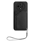 For OPPO A3 Pro Skin Feel Four Card Slots Phone Case with Wrist Strap(Black) - 2