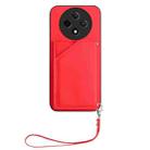 For OPPO A3 Pro Skin Feel Four Card Slots Phone Case with Wrist Strap(Red) - 2