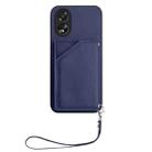 For OPPO A38 4G / A18 4G Global Skin Feel Four Card Slots Phone Case with Wrist Strap(Blue) - 2