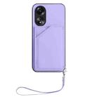 For OPPO A58 / A58X / A1X / A2X Skin Feel Four Card Slots Phone Case with Wrist Strap(Purple) - 2