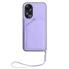 For OPPO A58 4G Global Skin Feel Four Card Slots Phone Case with Wrist Strap(Purple) - 2