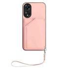 For OPPO A78 4G Global Skin Feel Four Card Slots Phone Case with Wrist Strap(Pink) - 2