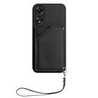 For OPPO A78 4G Global Skin Feel Four Card Slots Phone Case with Wrist Strap(Black) - 2