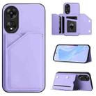 For OPPO A78 4G Global Skin Feel Four Card Slots Phone Case with Wrist Strap(Purple) - 1