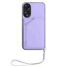 For OPPO A78 4G Global Skin Feel Four Card Slots Phone Case with Wrist Strap(Purple) - 2