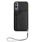 For OPPO K12X Skin Feel Four Card Slots Phone Case with Wrist Strap(Black) - 2