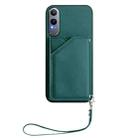 For OPPO K12X Skin Feel Four Card Slots Phone Case with Wrist Strap(Green) - 2