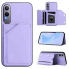 For OPPO K12X Skin Feel Four Card Slots Phone Case with Wrist Strap(Purple) - 1