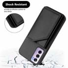 For OPPO Reno12 Pro Global Skin Feel Four Card Slots Phone Case with Wrist Strap(Black) - 3