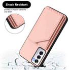 For OPPO Reno12 Global Skin Feel Four Card Slots Phone Case with Wrist Strap(Pink) - 3