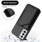 For OPPO Reno12 Global Skin Feel Four Card Slots Phone Case with Wrist Strap(Black) - 3