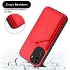 For OPPO Reno11 Pro Global Skin Feel Four Card Slots Phone Case with Wrist Strap(Red) - 3