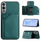 For OPPO K12 5G Skin Feel Four Card Slots Phone Case with Wrist Strap(Green) - 1