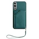 For OPPO K12 5G Skin Feel Four Card Slots Phone Case with Wrist Strap(Green) - 2