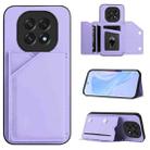 For OPPO A5 / F29 Skin Feel Four Card Slots Phone Case with Wrist Strap(Purple) - 1
