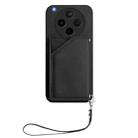 For OPPO Find X8s+ Skin Feel Four Card Slots Phone Case with Wrist Strap(Black) - 2