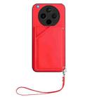 For OPPO Find X8s+ Skin Feel Four Card Slots Phone Case with Wrist Strap(Red) - 2