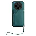 For OPPO Find X8s+ Skin Feel Four Card Slots Phone Case with Wrist Strap(Green) - 2