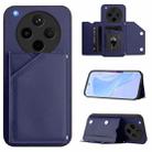 For OPPO Find X8s+ Skin Feel Four Card Slots Phone Case with Wrist Strap(Blue) - 1