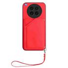 For OPPO Find X8s Skin Feel Four Card Slots Phone Case with Wrist Strap(Red) - 2
