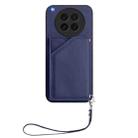 For OPPO Find X8s Skin Feel Four Card Slots Phone Case with Wrist Strap(Blue) - 2