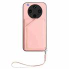 For OPPO Find X8 Ultra Skin Feel Four Card Slots Phone Case with Wrist Strap(Pink) - 2