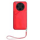 For OPPO Find X8 Ultra Skin Feel Four Card Slots Phone Case with Wrist Strap(Red) - 2