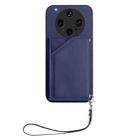 For OPPO Find X8 Ultra Skin Feel Four Card Slots Phone Case with Wrist Strap(Blue) - 2