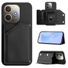 For OPPO A5 Energy / A5 Pro 5G Global Skin Feel Four Card Slots Phone Case with Wrist Strap(Black) - 1