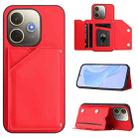 For OPPO A5 Energy / A5 Pro 5G Global Skin Feel Four Card Slots Phone Case with Wrist Strap(Red) - 1