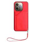For OPPO A5 Energy / A5 Pro 5G Global Skin Feel Four Card Slots Phone Case with Wrist Strap(Red) - 2