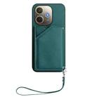 For OPPO A5 Energy / A5 Pro 5G Global Skin Feel Four Card Slots Phone Case with Wrist Strap(Green) - 2