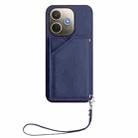 For OPPO A5 Energy / A5 Pro 5G Global Skin Feel Four Card Slots Phone Case with Wrist Strap(Blue) - 2