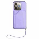 For OPPO A5 Energy / A5 Pro 5G Global Skin Feel Four Card Slots Phone Case with Wrist Strap(Purple) - 2