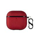 For AirPods 4 Nylon Waterproof Wireless Earphone Case with Hook(Red) - 1