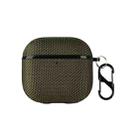 For AirPods 4 Nylon Waterproof Wireless Earphone Case with Hook(Army Green) - 1