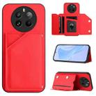 For Realme 12 Pro+ / 12 Pro Skin Feel Four Card Slots Phone Case with Wrist Strap(Red) - 1
